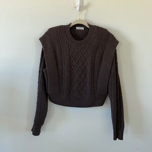 Babaton Seek Sweater Cable-knit shoulder pad sweater Aritzia XS